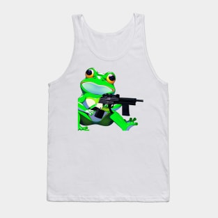 Meme Frog with Gun Tank Top